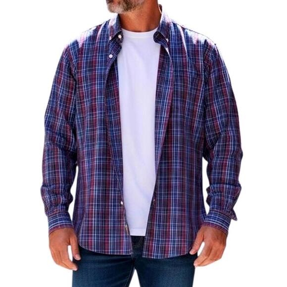 RALPH LAUREN Mens 16/L Blue Red Plaid Dress/Casual Button-Down 100% Cotton Shirt - Picture 2 of 10